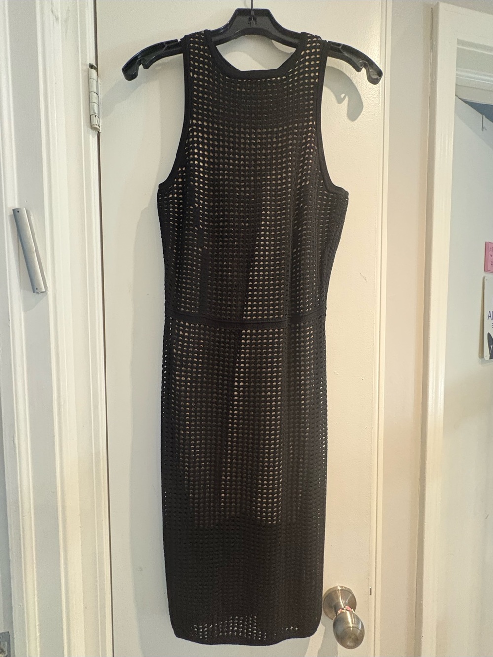 Black Sleeveless Mesh Pencil Dress